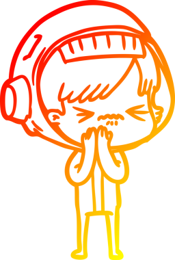 Bir insan tarafından çizilmiş kızgın bir uzay kızının sıcak çizgi çizimi