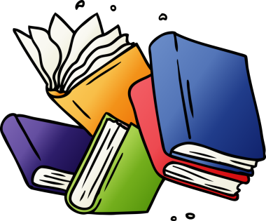 Bir insan tarafından çizilmiş kitap koleksiyonunun gradyan karikatürü.