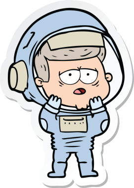 Bir insan tarafından çizilmiş yorgun bir astronotun çıkartması.