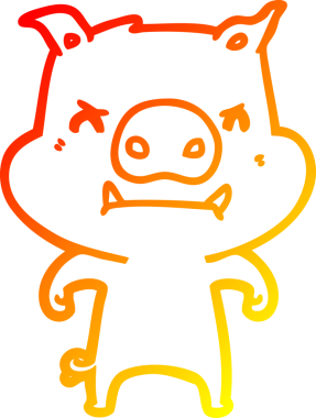 Bir insan tarafından çizilmiş kızgın çizgi film domuzu çizimi.