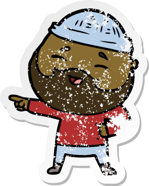 Bir insan tarafından çizilmiş mutlu sakallı bir adamın sıkıntılı çıkartması.