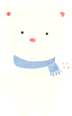 Bir insan tarafından çizilmiş kutup ayısı yavrusunu sallayan çizgi film.