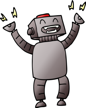 Bir insan tarafından çizilmiş karalama mutlu robot.