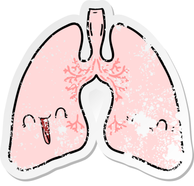 Bir insan tarafından çizilmiş karikatür akciğerlerinin sıkıntılı çıkartması.
