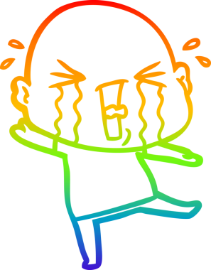 Bir insan tarafından çizilmiş ağlayan kel bir adamın çizgi çizimi.