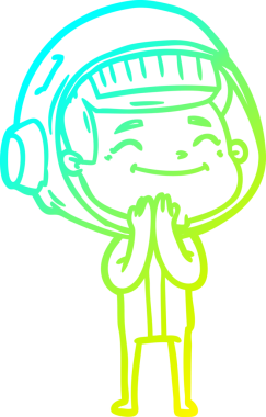 Bir insan tarafından çizilmiş mutlu bir astronotun soğuk gradyan çizimi.