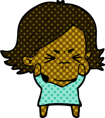 Bir insan tarafından çizilmiş kızgın bir kadın.