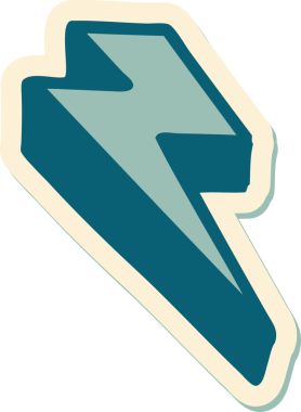 Bir insan tarafından çizilmiş geleneksel yıldırım stili dövme etiketi