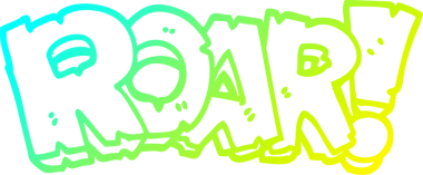 Bir insan tarafından çizilmiş kükreyen bir çizgi filmin soğuk gradyan çizimi