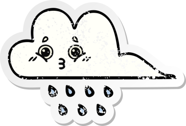 Bir insan tarafından çizilmiş tatlı bir yağmur bulutunun sıkıntılı çıkartması