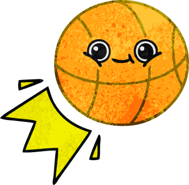 Bir insan tarafından çizilmiş basketbol topunun retro grunge desen karikatürü
