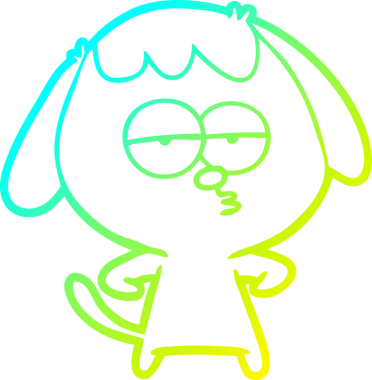 Bir insan tarafından çizilmiş ve sıkılmış bir köpeğin soğuk çizgi çizimi.