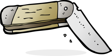 Bir insan tarafından çizilmiş katlanmış çizgi film bıçağı.