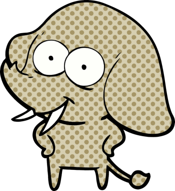 Bir insan tarafından çizilmiş mutlu bir fil.