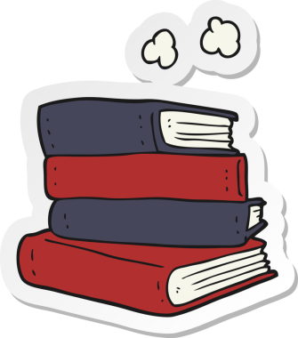 Bir insan tarafından çizilmiş bir yığın kitabın çıkartması.