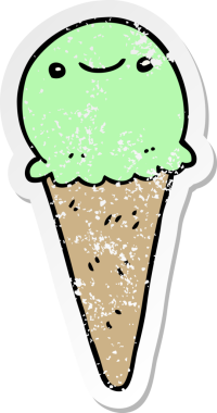 Bir insan tarafından çizilmiş karikatür dondurmasının sıkıntılı çıkartması.