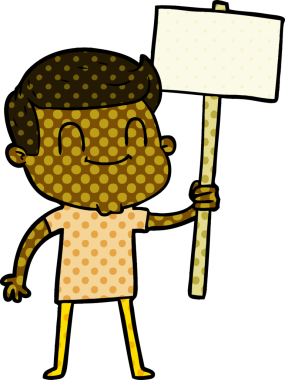 Bir insan tarafından çizilmiş çizgi film dostu bir adam.