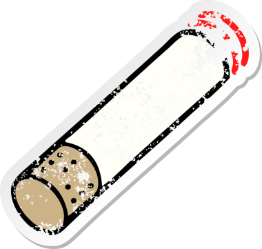 Bir insan tarafından çizilmiş şirin bir sigaranın sıkıntılı çıkartması.