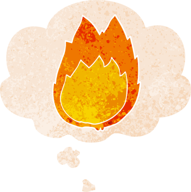 Düşünce baloncuğu ve grunge ile çizgi film alevleri bir insan tarafından çizilmiş tedirgin geçmiş dokular