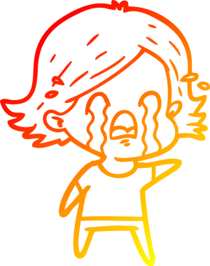 Bir insan tarafından çizilmiş, ağlayan bir çizgi kadın çizimi.