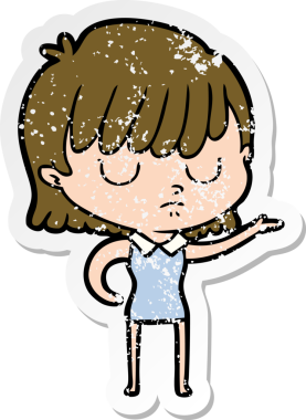 Bir insan tarafından çizilmiş karikatür bir kadının sıkıntılı çıkartması.