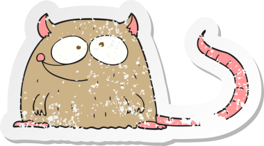 Bir insan tarafından çizilmiş karikatür bir farenin gerilimli çıkartması