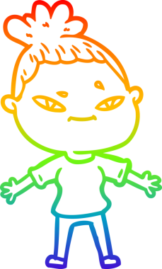 gökkuşağı gradyan çizimi bir insan tarafından çizilmiş bir karikatür kadın