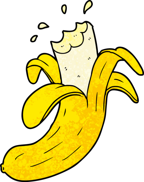 Bir insan tarafından çizilmiş ısırılmış bir muz.