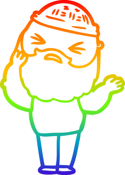 Bir insan tarafından çizilmiş sakallı bir karikatür çizimi.