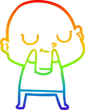 Gökkuşağı gradyan çizgisi bir insan tarafından çizilmiş kel bir adamın çizimi