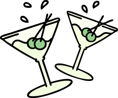 Bir insan tarafından çizilmiş martinin gözlükleri.