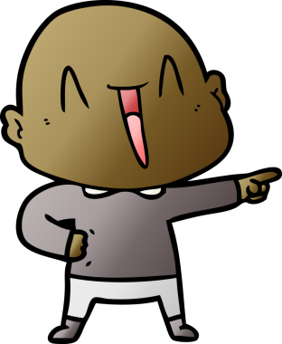 Bir insan tarafından çizilmiş mutlu, kel adam.