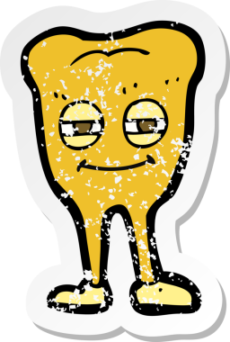 Bir insan tarafından çizilmiş gülümseyen bir çizgi filmin gerilimli yapıştırması.