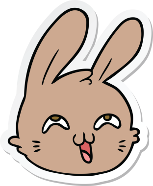 Bir insan tarafından çizilmiş mutlu tavşan suratı.