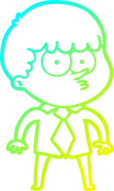 Bir insan tarafından çizilmiş tişörtlü ve kravatlı bir çizgi film karakteri.