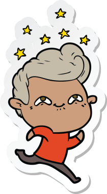 Bir insan tarafından çizilmiş heyecanlı bir adamın çıkartması.