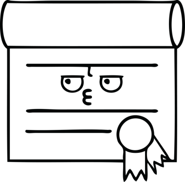 Bir insan tarafından çizilmiş bir sertifikanın çizgi çizimi