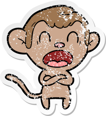 Bir insan tarafından çizilmiş bağıran çizgi film maymunu çıkartması.