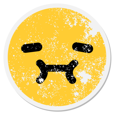 Bir insan tarafından çizilmiş basit yorgun yüz dairesel çıkartması