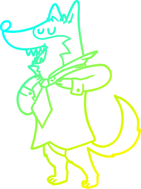 Çizgi film karakteri bir kurdun insan tarafından çizilmiş soğuk çizgi çizimi.