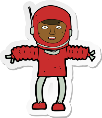 Bir insan tarafından çizilmiş bir astronotun çıkartması.