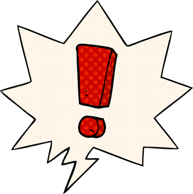 bir insan tarafından çizilmiş çizgi roman tarzında konuşma baloncuğu ile çizgi film ünlem işareti