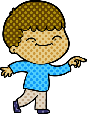 Bir insan tarafından çizilmiş gülümseyen çocuk.