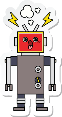 Bir insan tarafından çizilmiş şirin bir robot robot arızasının çıkartması.
