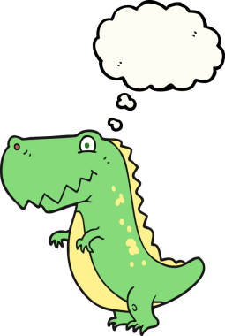 Bir insan tarafından çizilmiş serbest çizim baloncuk karikatür dinozor.