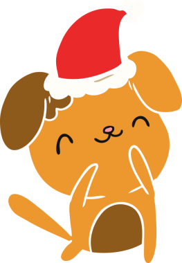Bir insan tarafından çizilmiş kawaii köpeğinin Noel karikatürü.