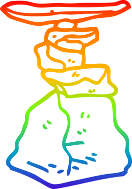 gökkuşağı gradyan çizgi çizimi bir insan tarafından çizilmiş taşlar