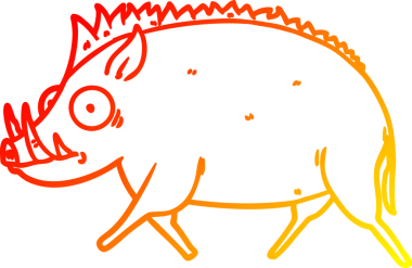 Bir insan tarafından çizilmiş vahşi bir domuzun sıcak çizgi çizimi.