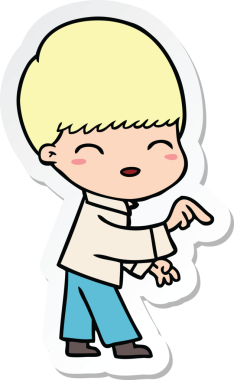 Bir insan tarafından çizilmiş mutlu bir çizgi film çocuğunun çıkartması.