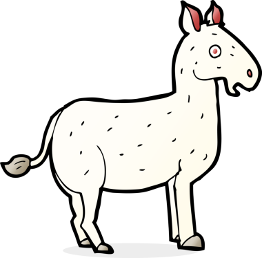 Bir insan tarafından çizilmiş çizgi film katırı.